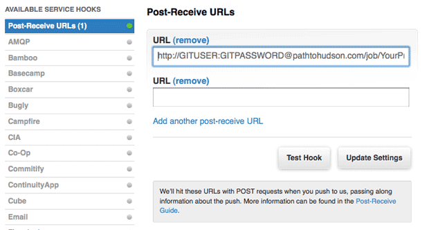 Configuring a Post-Receive URL at GitHub Configuring a Post-Receive URL at GitHub