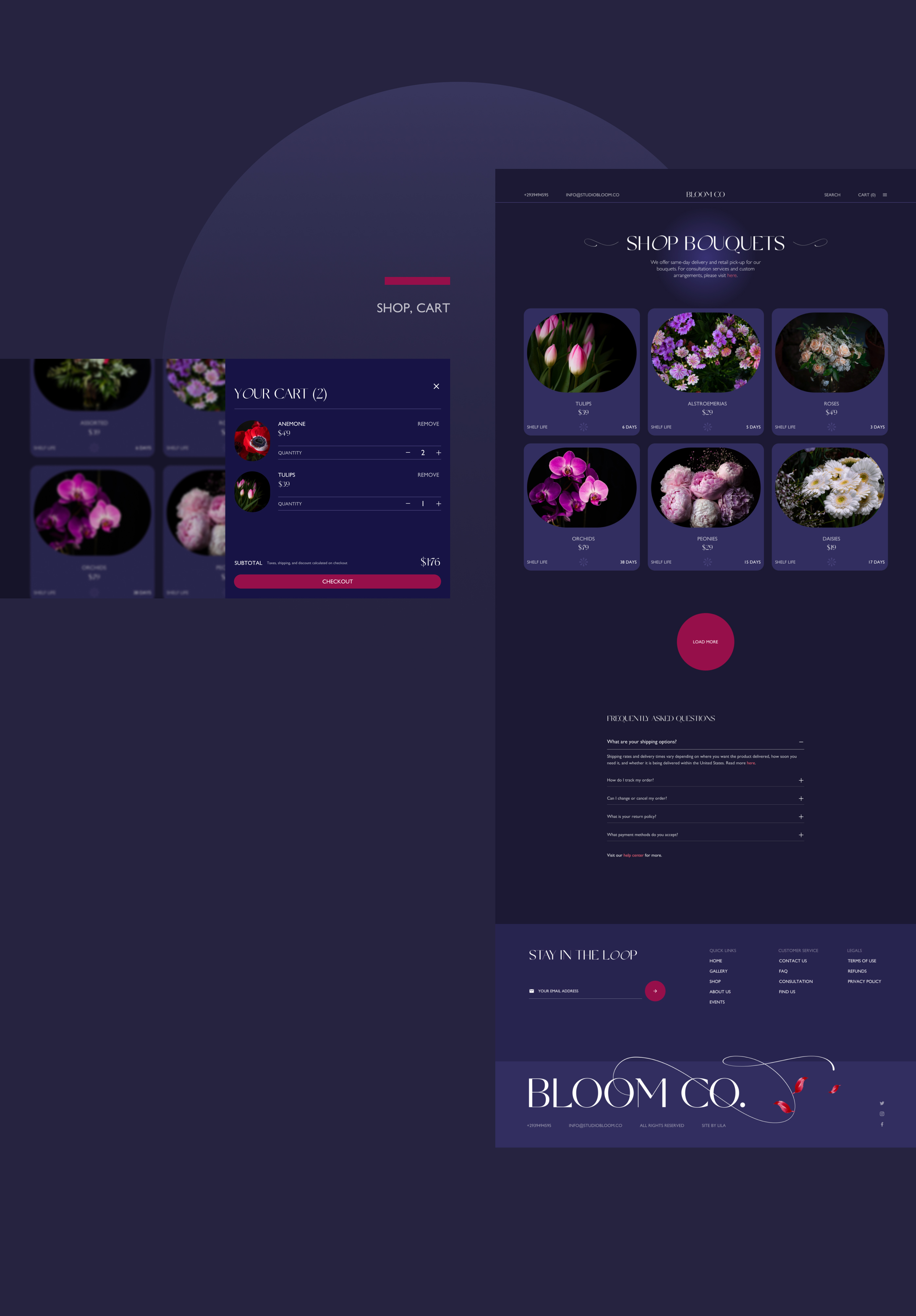 Bloom website showcase shop page