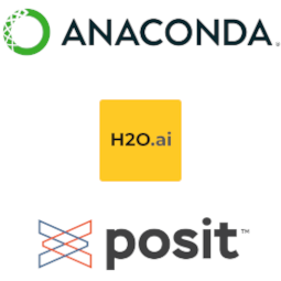 Logos of Anaconda, H2O.ai and Posit.