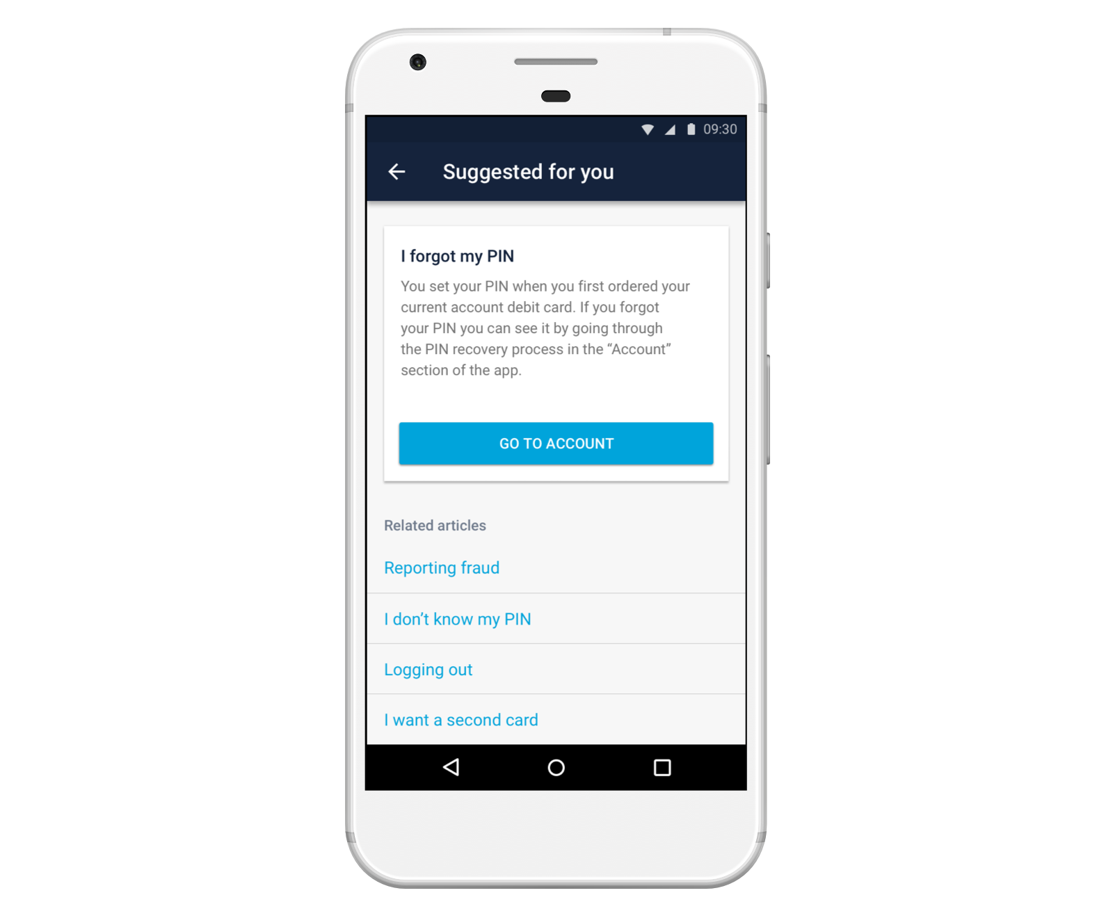 Screenshot of the help screen showing related articles.