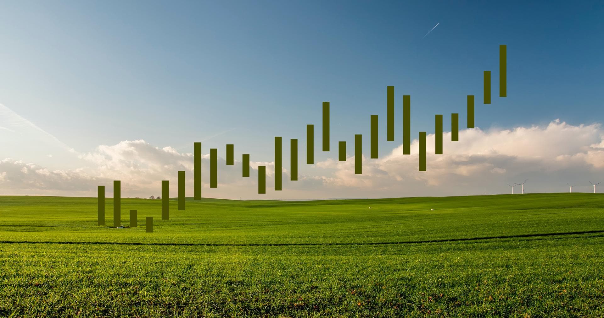 green grass landscape with ascending graph Photo by Jahoo Clouseau: https://www.pexels.com/photo/green-grass-388415/