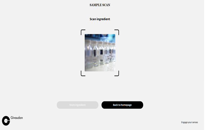 Application Givaudan : scanner un ingrédient
