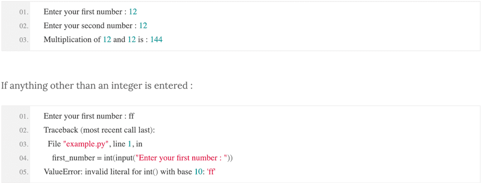 Find out the multiplication of two numbers in Python - CodeVsColor