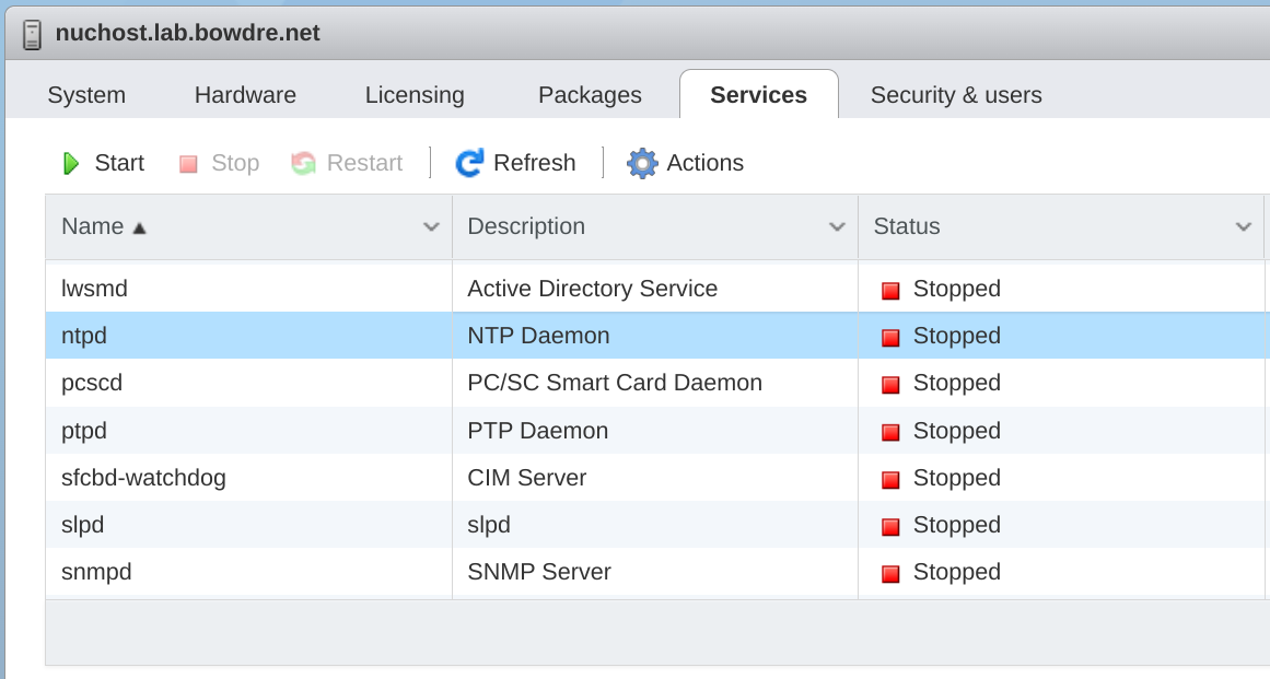 Starting the NTP service