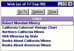 Sample Links for a Mondavi Wine