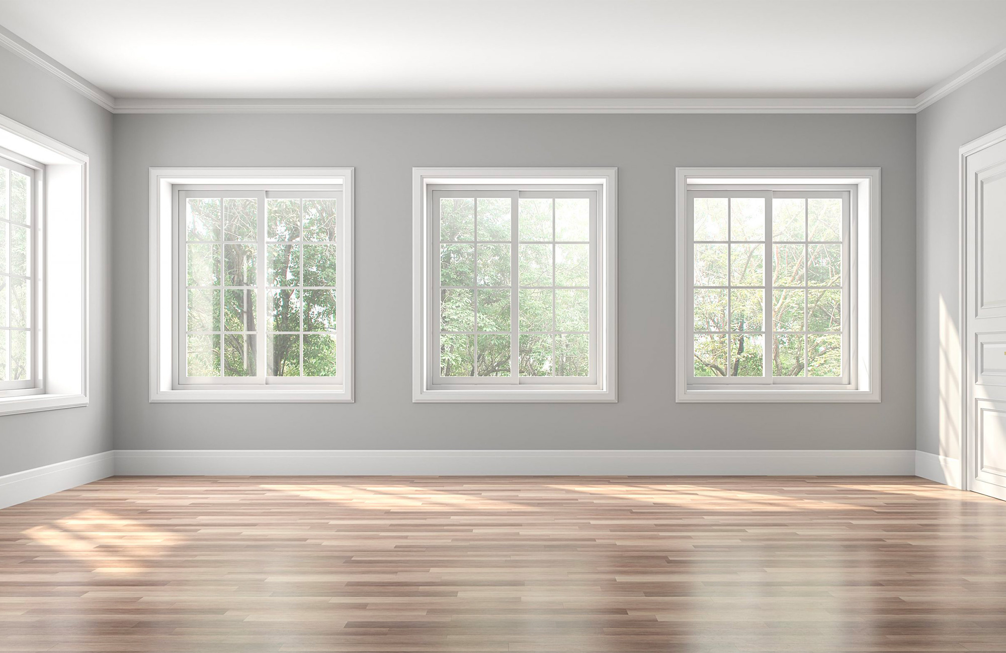 Photo of three windows inside a house