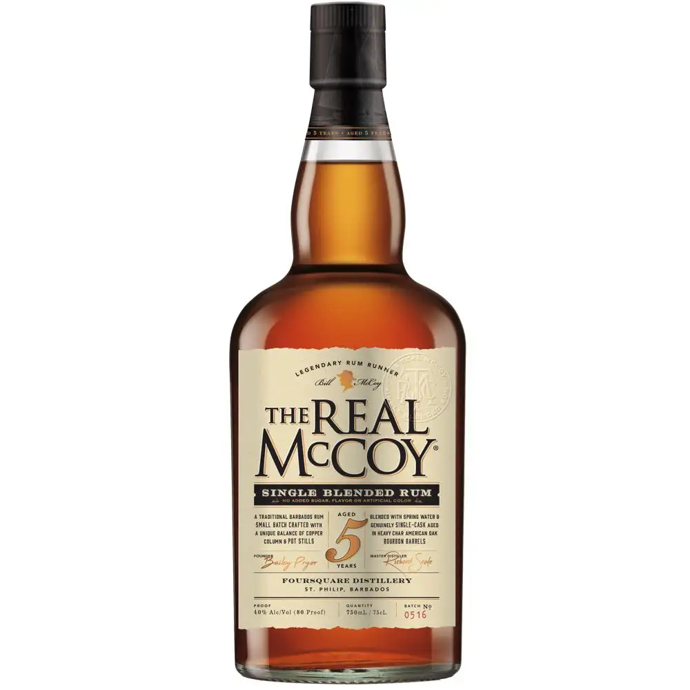 Image of the front of the bottle of the rum The Real McCoy 5 Years