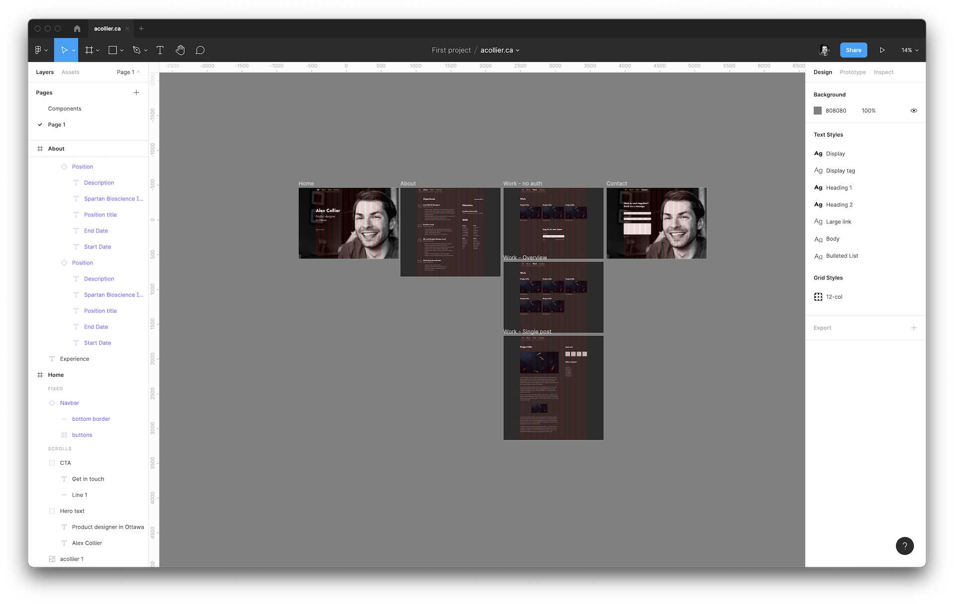 Prototype for acollier.ca