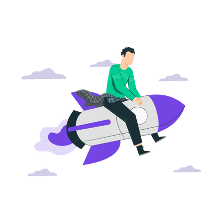 Illustration: Founder riding a rocket