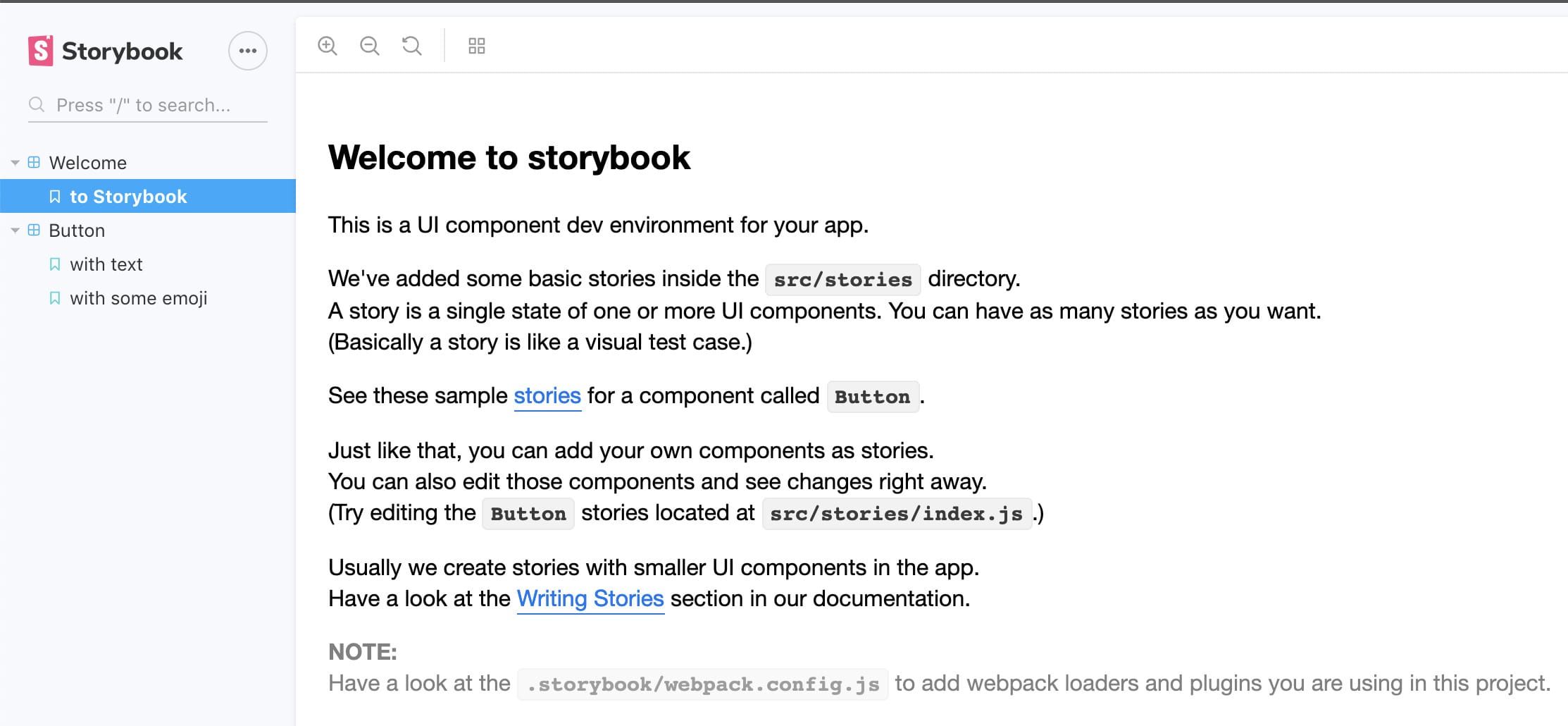 Storybook Homepage