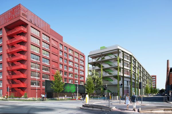 Hawkins Brown - Electric Park - Exterior CGI - street view with traffic lights