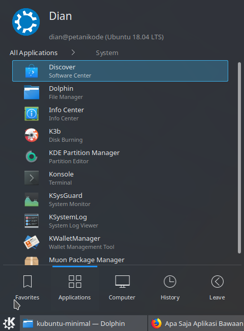 Aplikasi System di Kubuntu