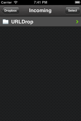 URLDrop Selecting Dropbox Folder