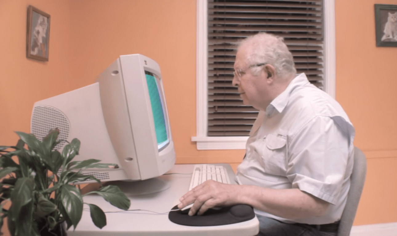 Old man at a computer