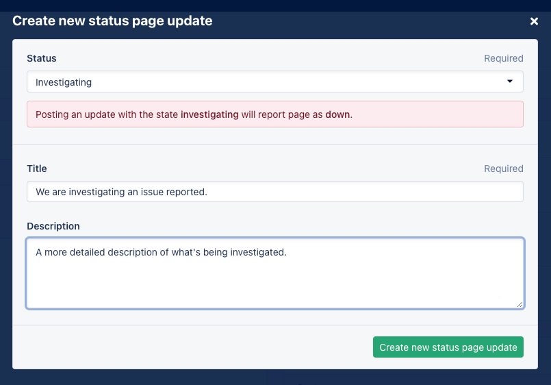 Screenshot of uptime monitoring page