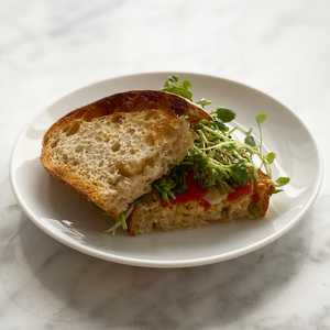 Eggplant and watercress sandwich