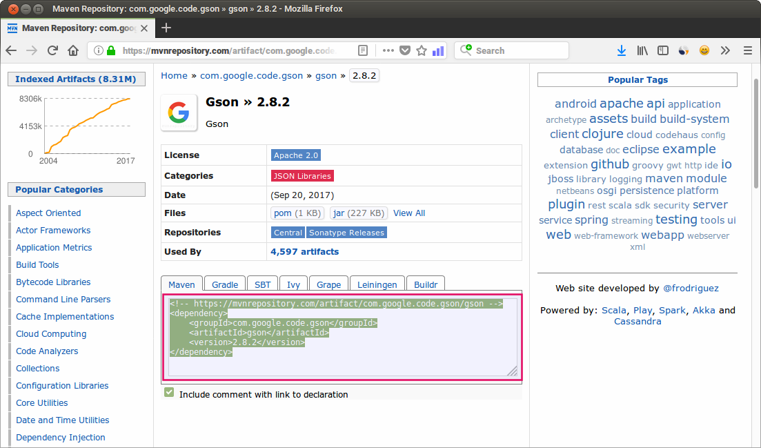 Library GSON di Repository Maven