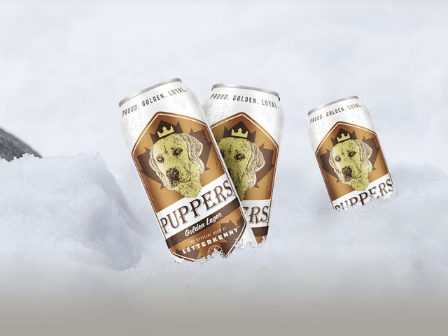 Three cans of Puppers Beer
