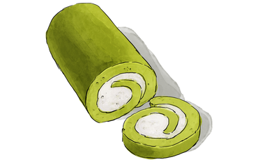 Illustration of a Matcha Swiss Roll