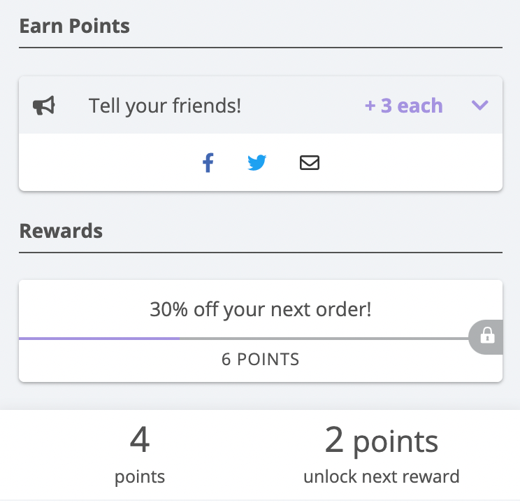 Example KickoffLabs Milestone reward levels campaign.