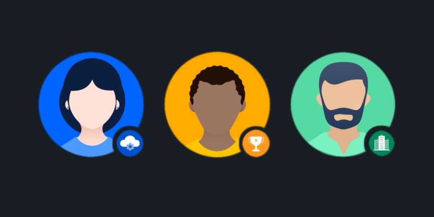 três personas desenhadas para representar públicos e pessoas diferentes