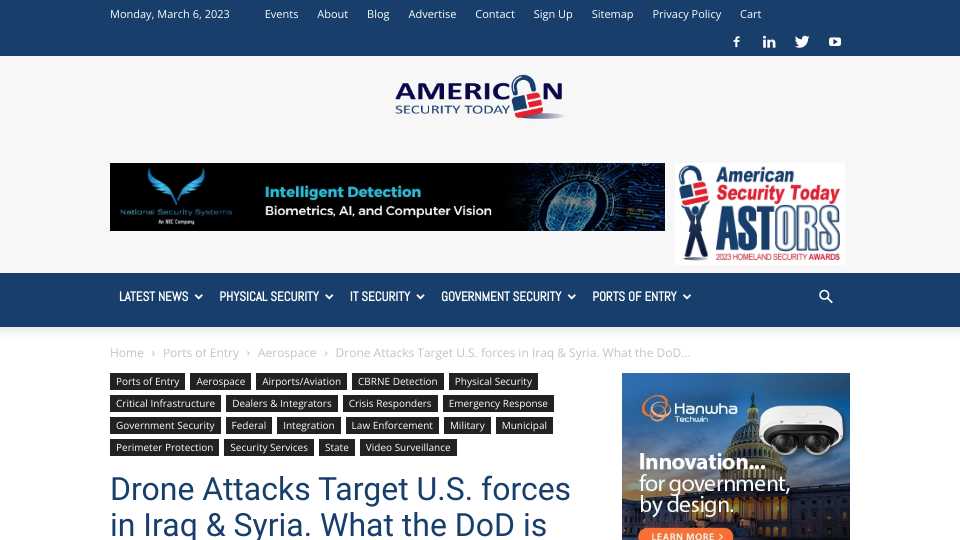 Fortem CEO Op Ed Regarding Drone Attacks on U.S. Forces in Iraq and Syria
