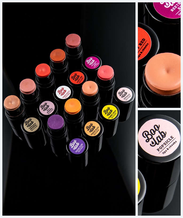 Boolab Lips & Cheeks sticks raznih boja u originalnoj ambalaži.
