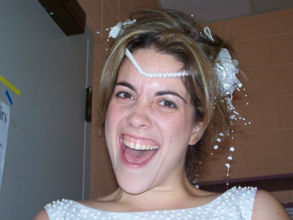 A picture of me as a traditional Italian bride in a production of 'Mambo Italiano'. Enthusiasm is key.