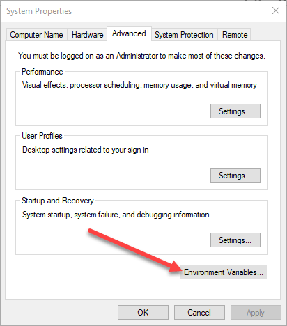 Variable Environment in Windows