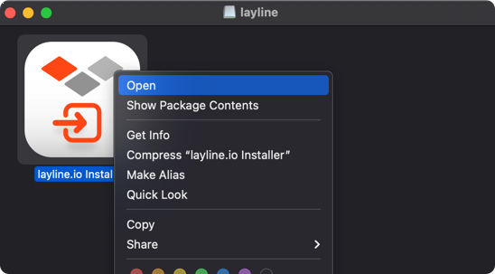 Open layline.io installer on MacOS (Quickstart)