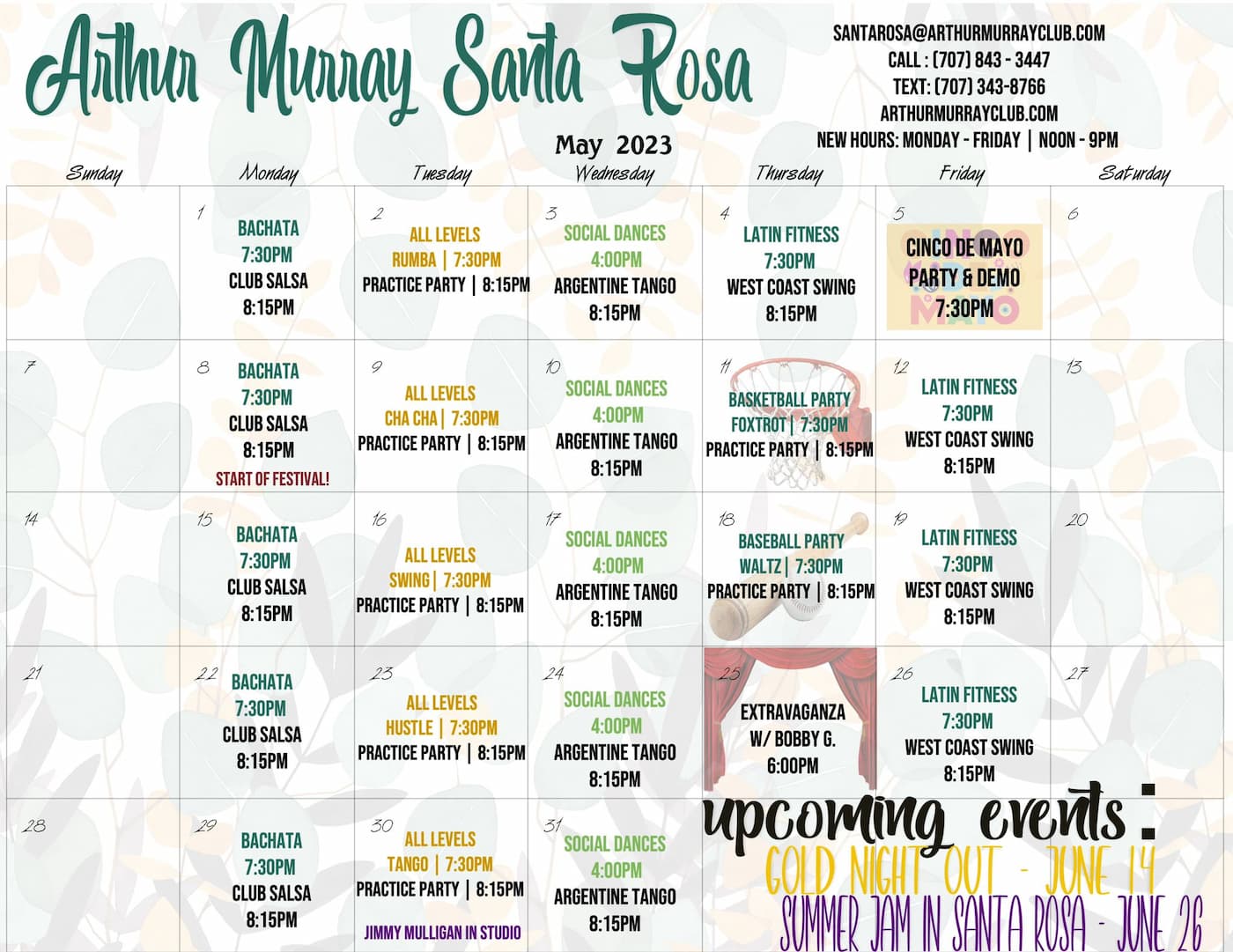 Arthur Murray Santa Rosa Group Class Calendar