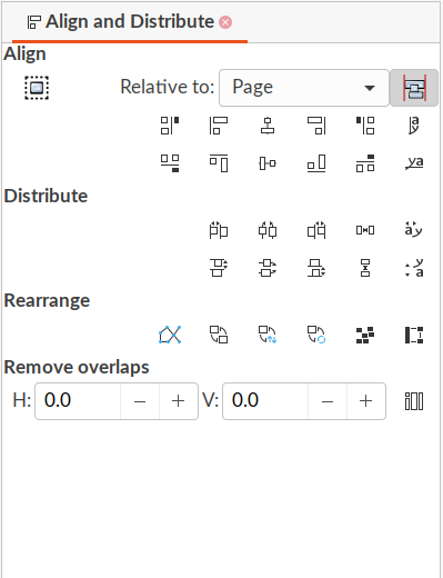 Align and dsistribute tab in Inkscape