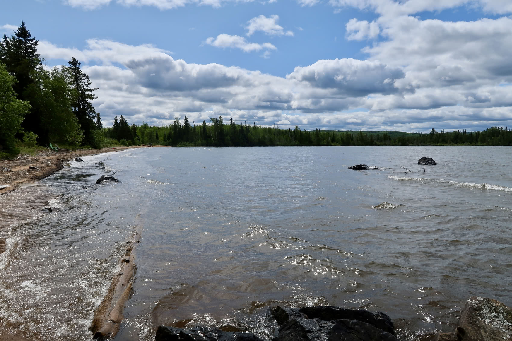 The beach at the east end of Gunflint Lake (after the paddle from hell)