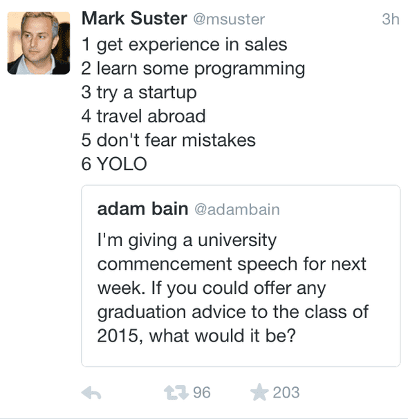 Mark’s Suster career advice tweet
