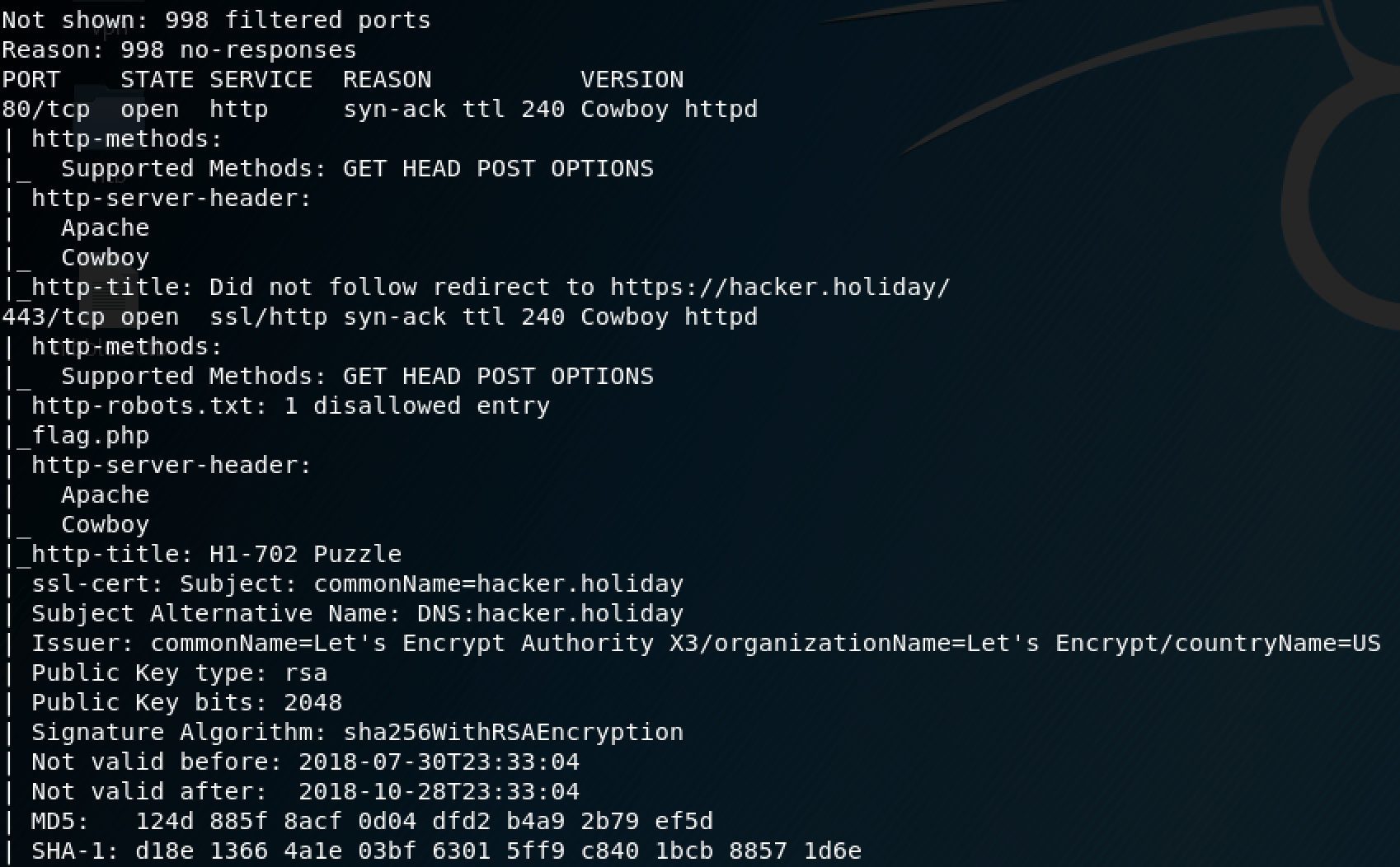 HackerOne - h1702 #HackerHoliday initial nmap scan