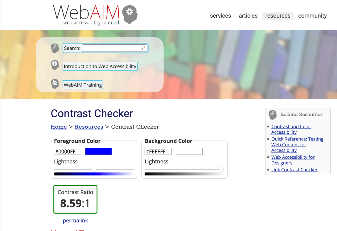 The WebAIM Contrast Checker.