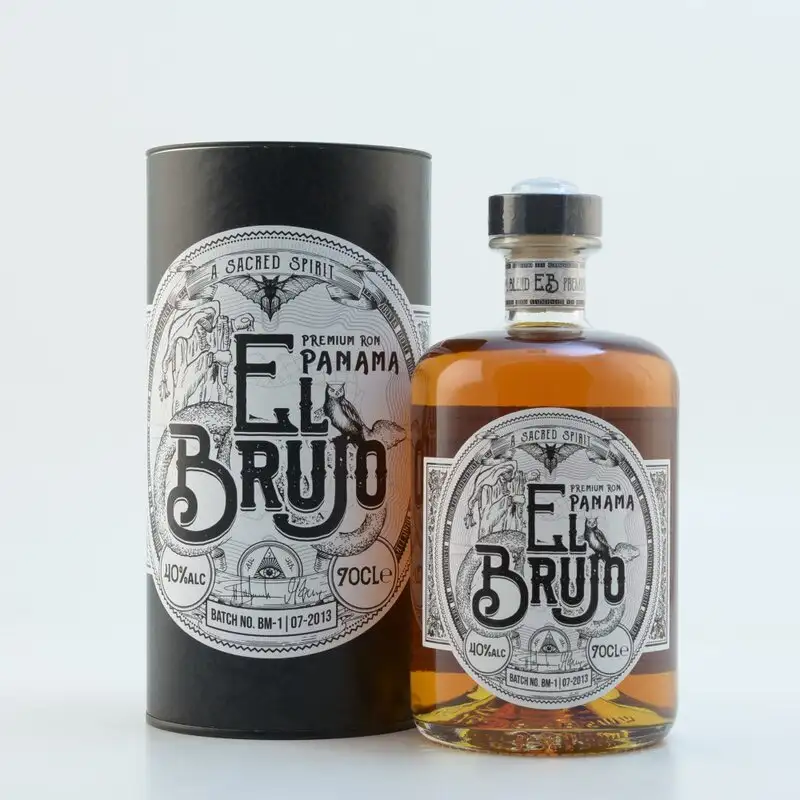 Image of the front of the bottle of the rum El Brujo