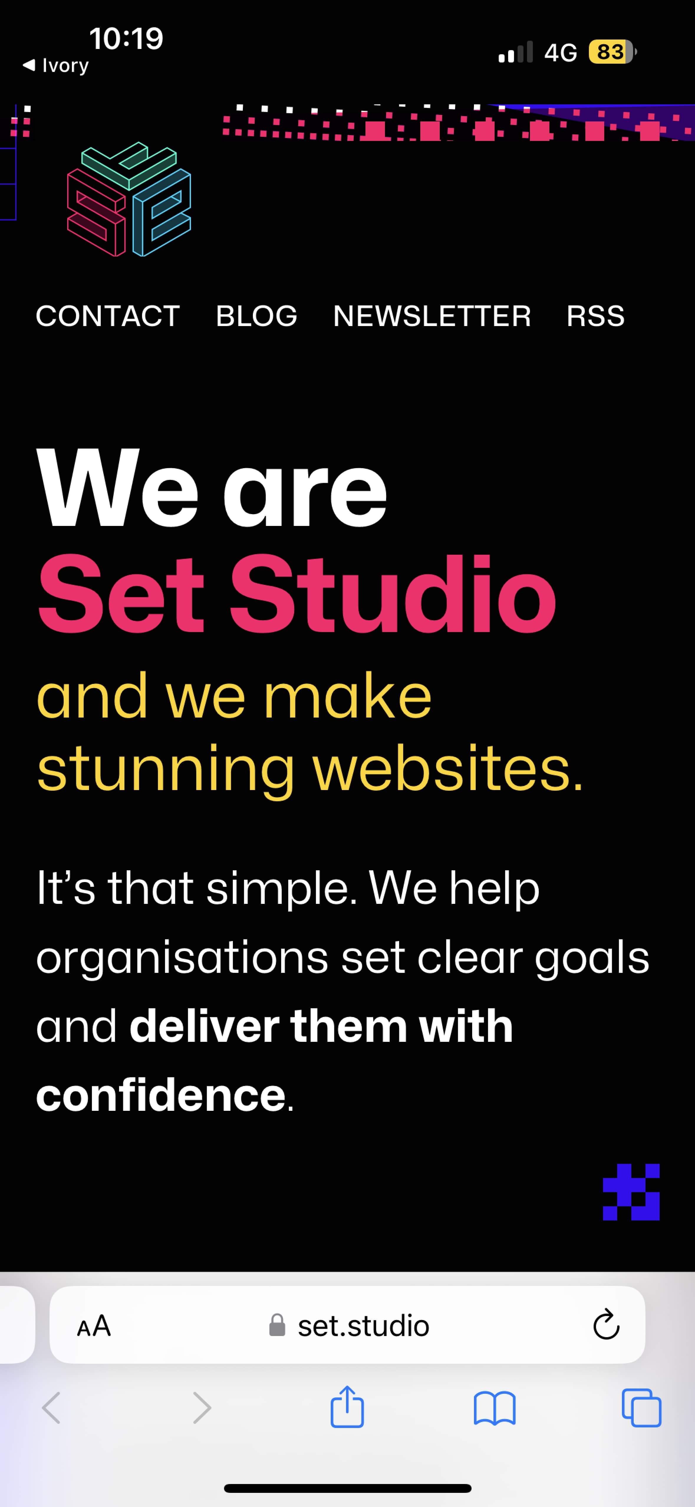 Set Studio website in safari