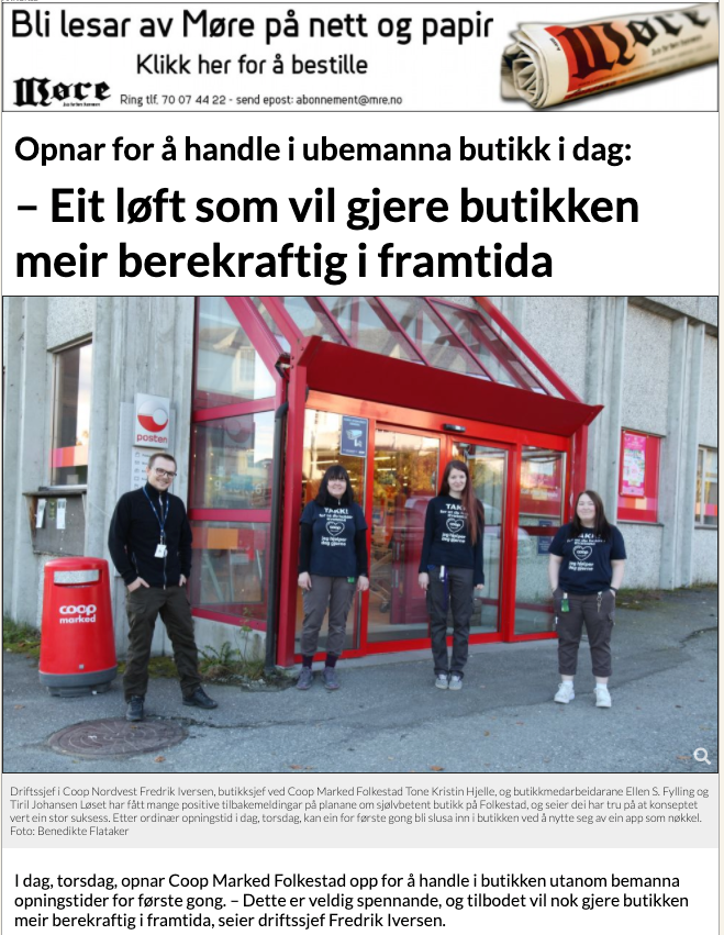 Coop Marked Folkestad åpner for ubemannet butikk