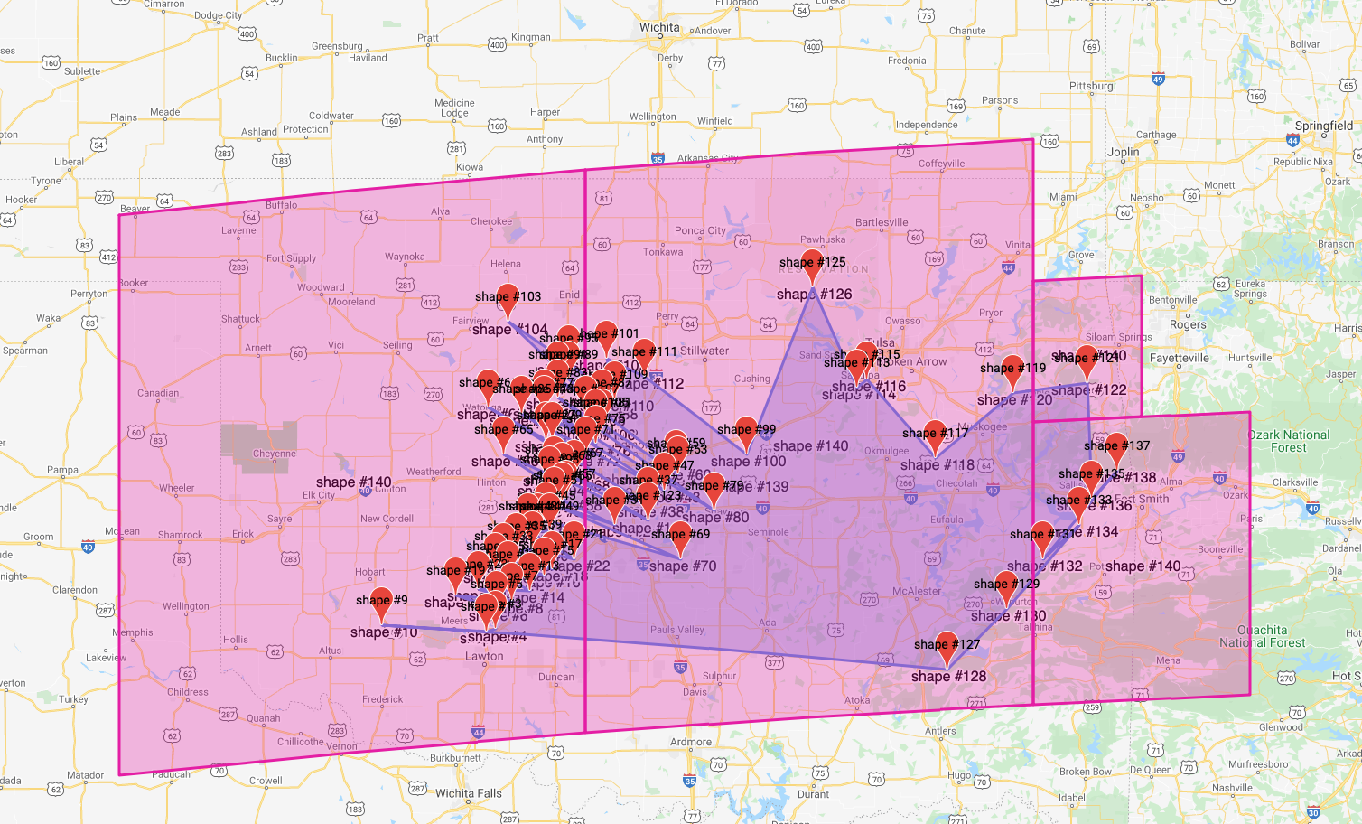 1999 Oklahoma tornado outbreak map view