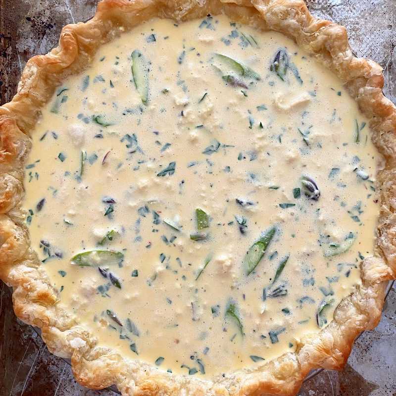 QUICHE. this one is a riff on @emcdowell’s spring veggie quiche with crab and asparagus. BEST NEWS to hear that Erin Jeanne is working on a new cookbook…