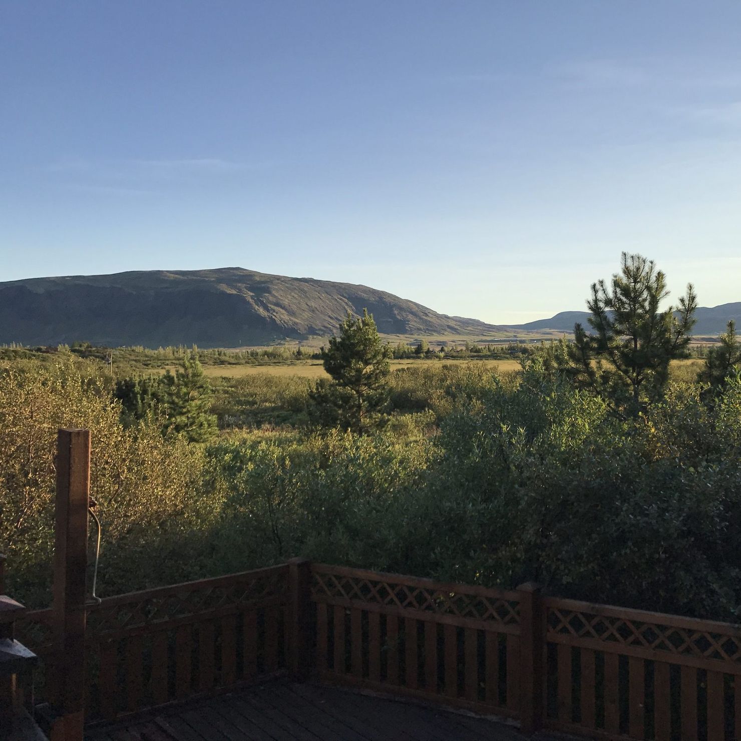 View from the terrace to the breathtaking landscape of South Iceland