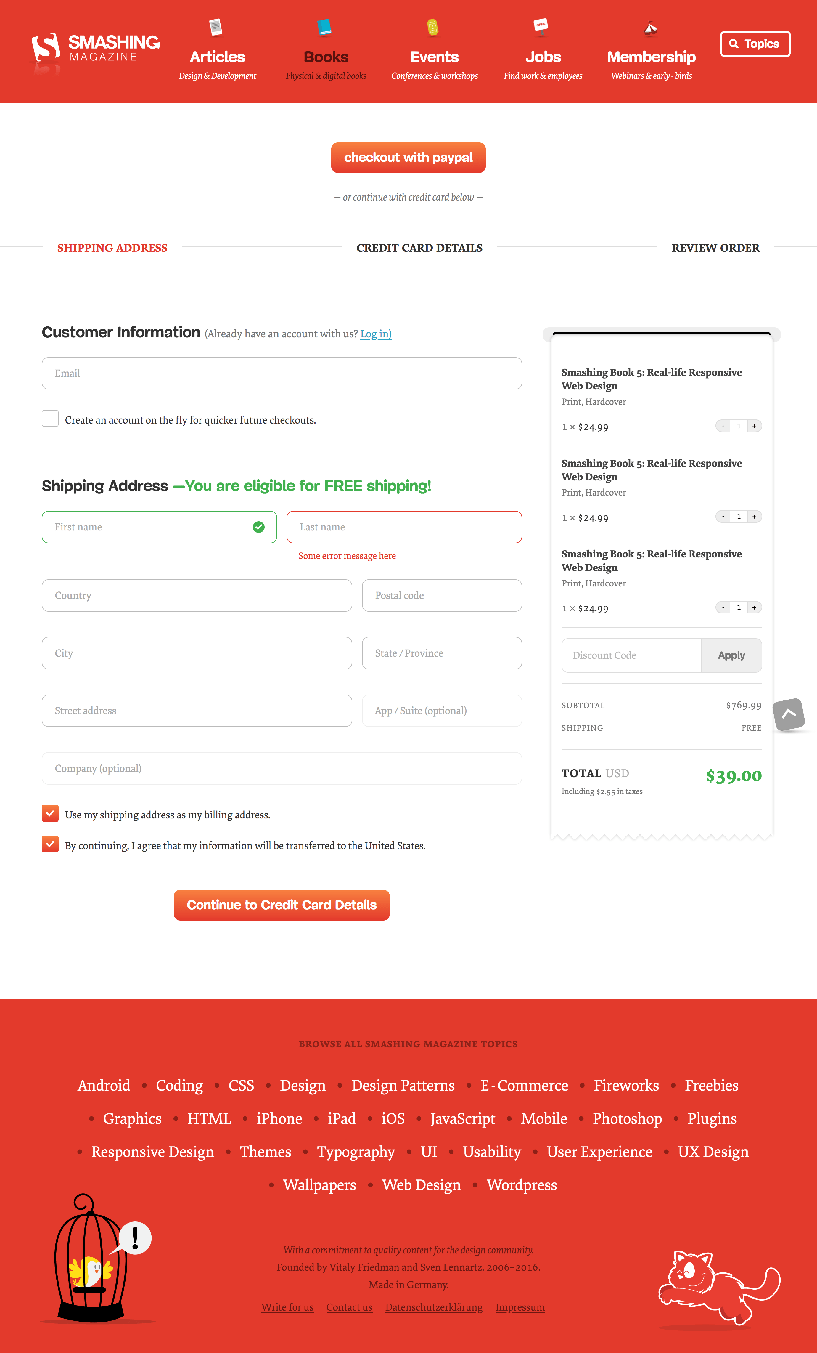 The Smashing Magazine Checkout