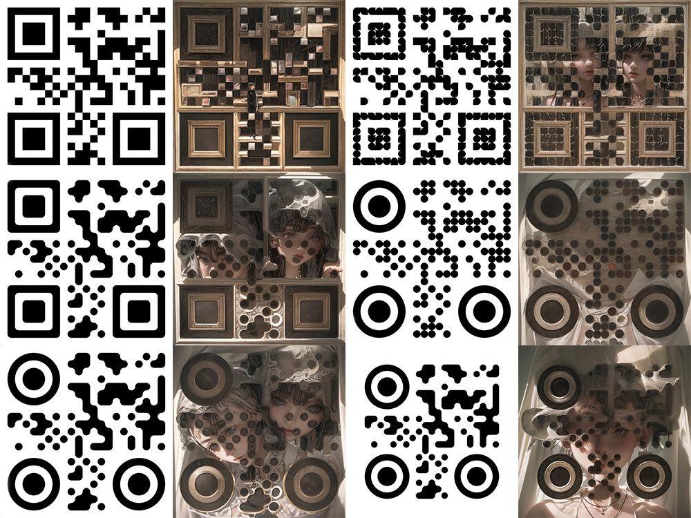 Comparison grid between different styled QR Code as input