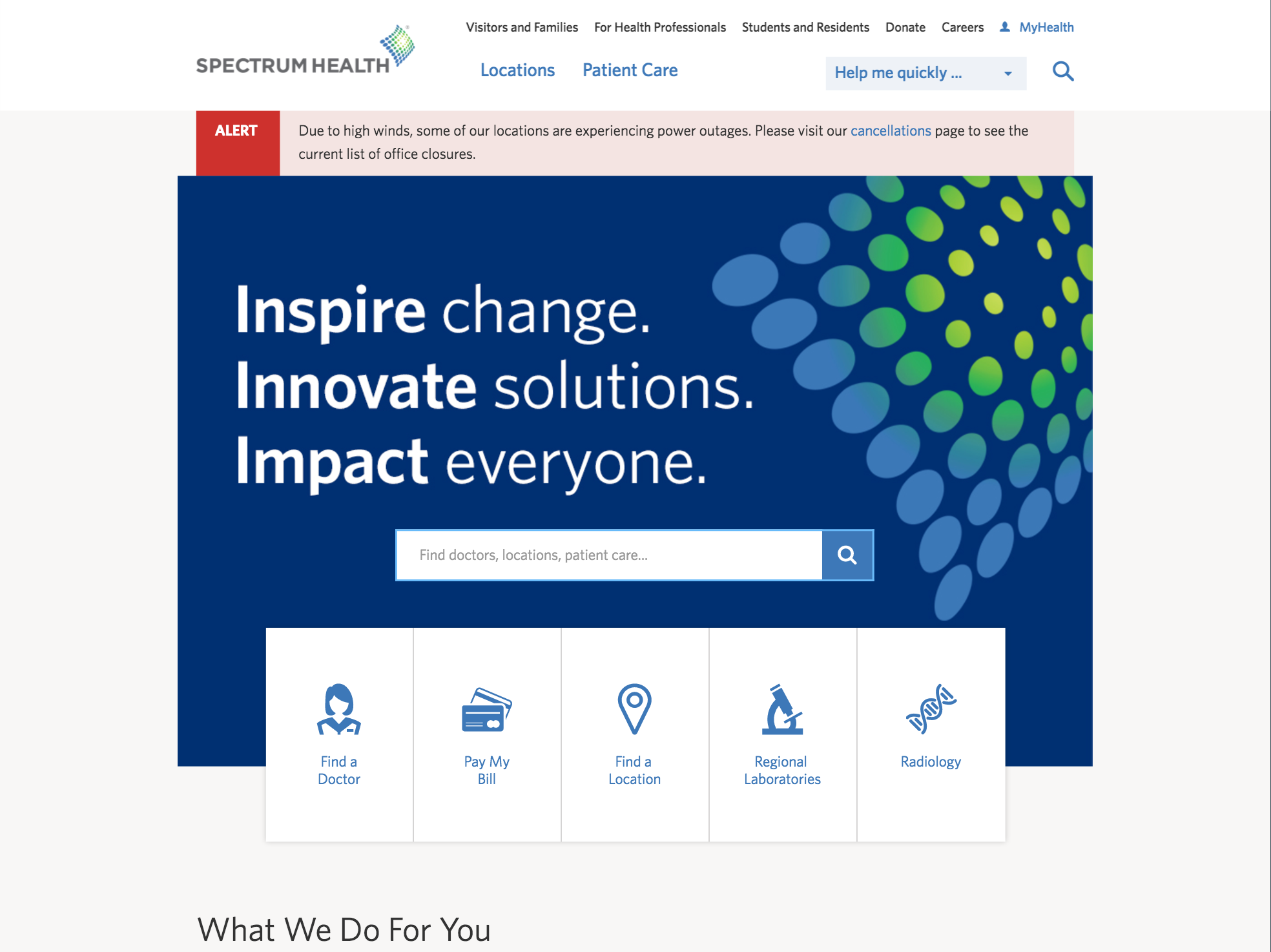 Spectrum Health home page