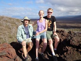 The author and his parents posing in the Galapagos islands