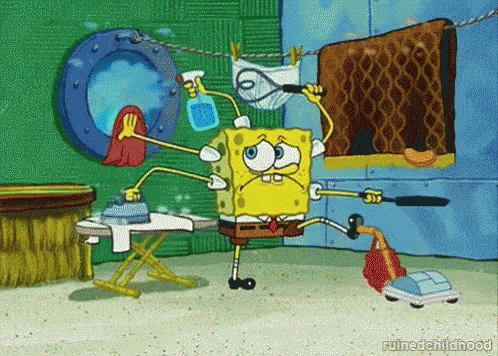 Spongebob cleaning