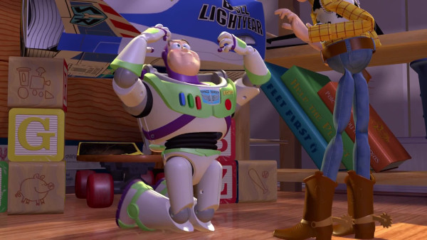 Showing Buzz Lightyear struggling to breathe in the original Toy Story movie.