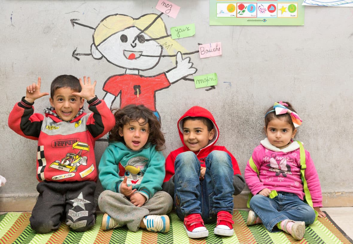 refugee children at school in Lebanon
