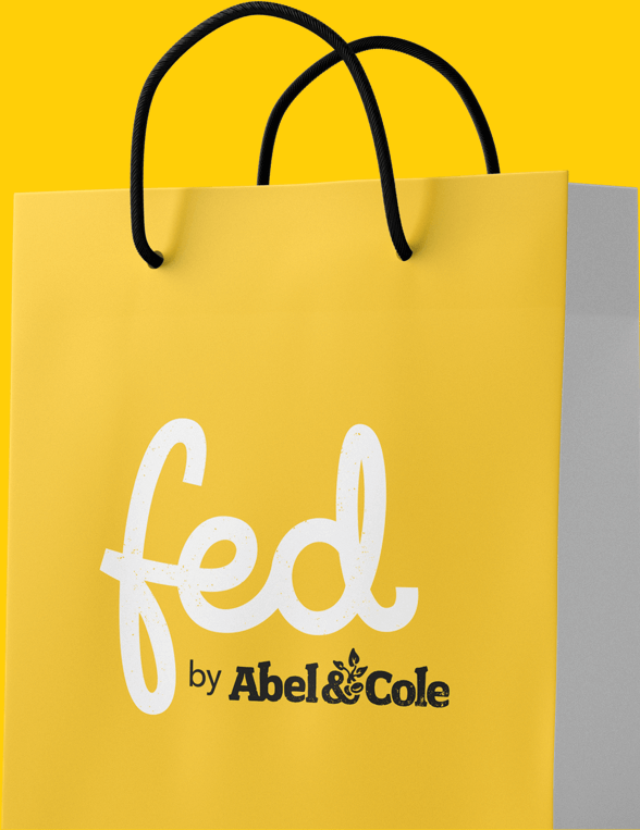 A design mockup of a Fed by Abel and Cole shopping bag the new London ecommerce platform built on Umbraco by Cogworks Umbraco Gold Partner Agency London